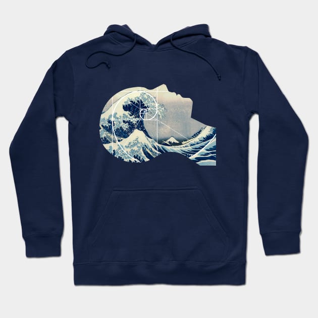 Great Wave, Hokusai Meets Fibonacci in My Head Hoodie by cartogram